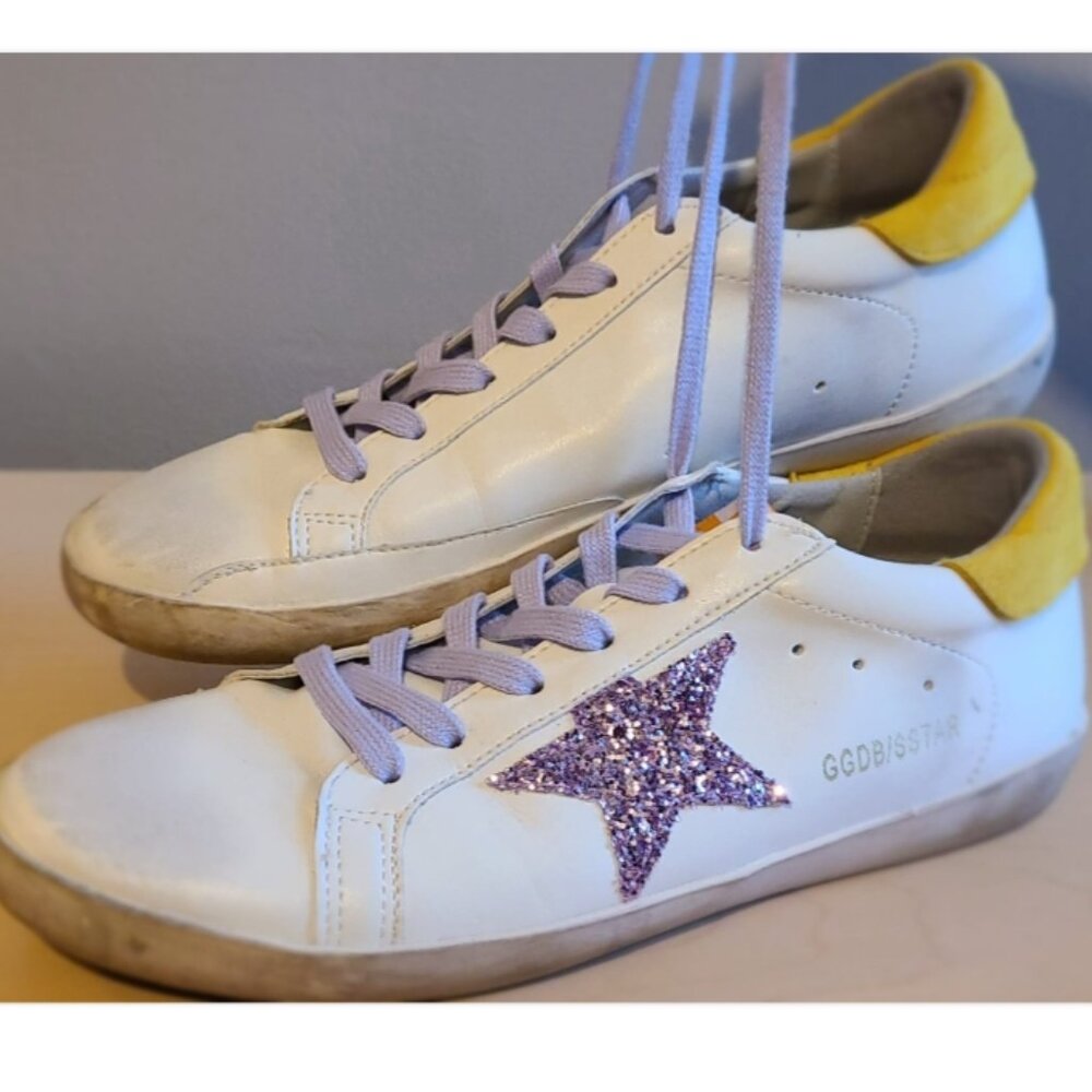 glitter star golden goose Superstar sneakers women 8 pink purple shoes